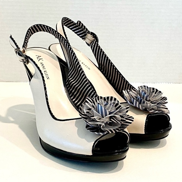 NWOT — Anne Klein Black & Cream 4 inch heels  size 8M - Picture 3 of 15